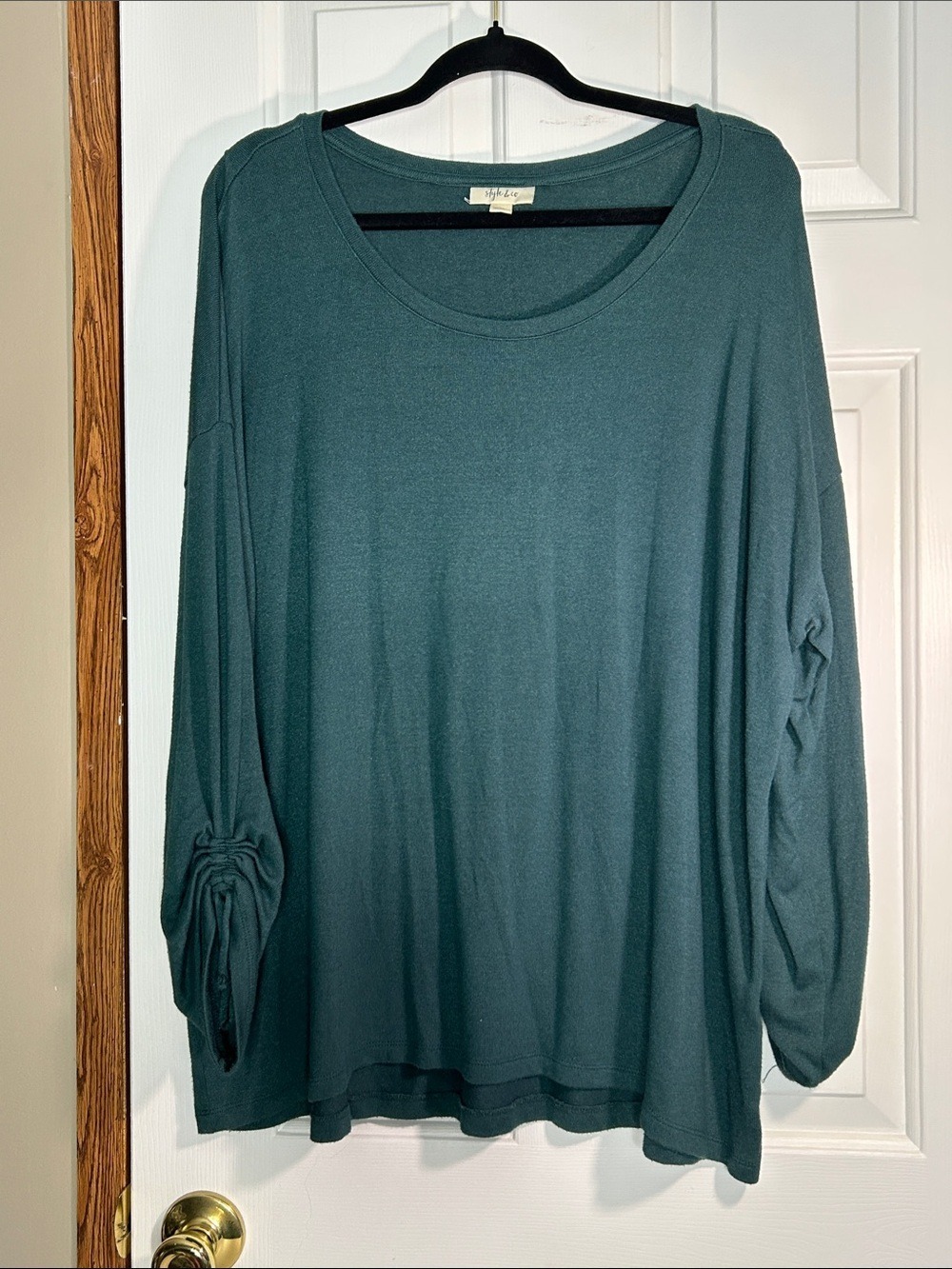 Style & Co. Deep Teal Long Sleeve Scoop Neck Top